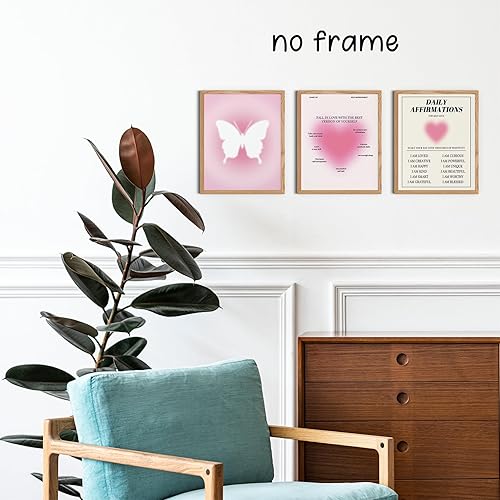 Miniatura 2 de KEUSPI Póster de afirmaciones diarias, carteles Y2K, afirmaciones diarias, pósteres de energía de aura rosa, póster de arte de pared Y2K para