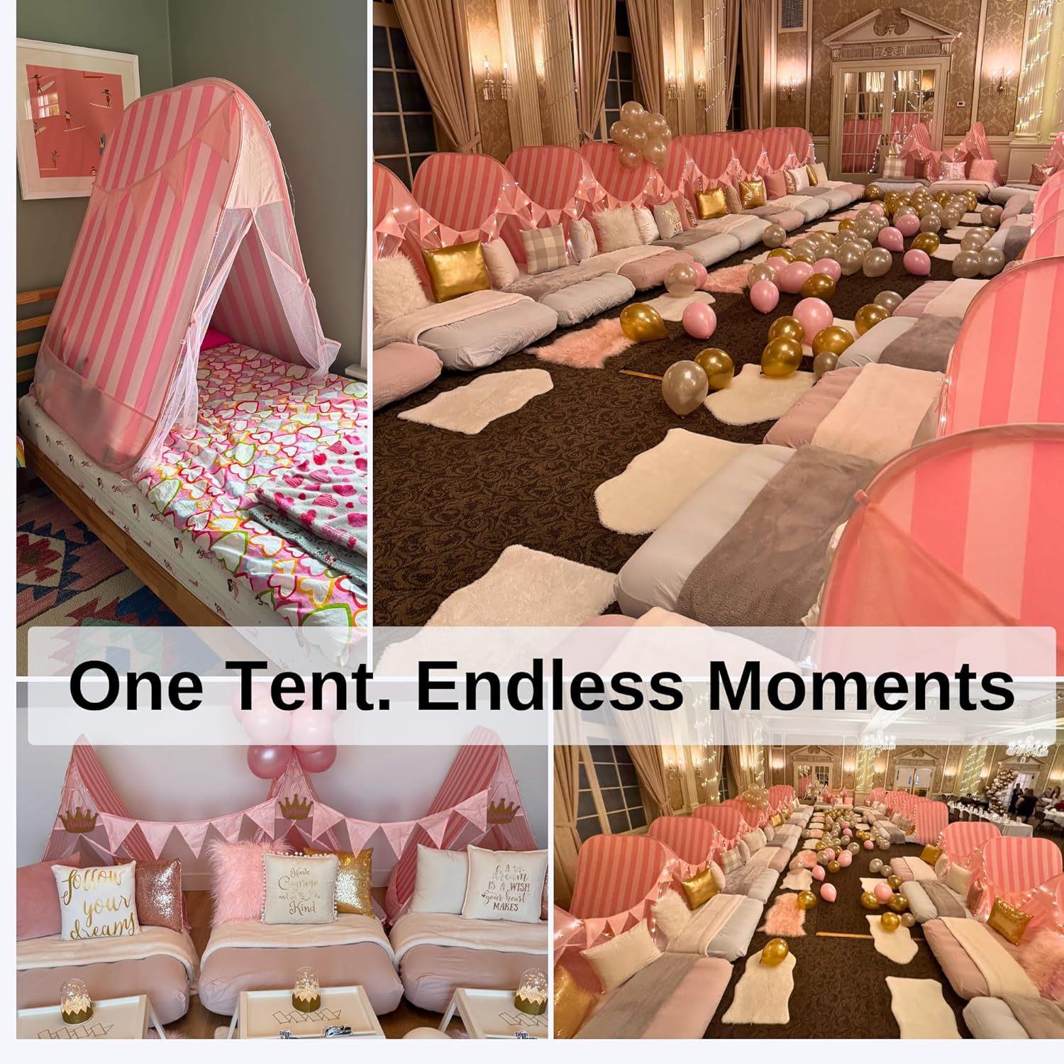 All-in-One Sleepover Birthday Kit for Kids – Instant Pop-Up Teepee Tent with Lights & Decor, Easy Indoor Outdoor Setup