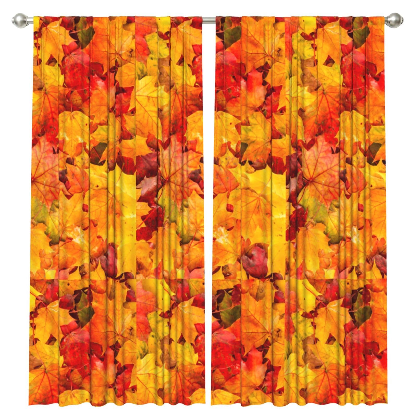 InOmak Maple Leaves, 2 Panels Window Curtains 52 x 84 Inch Blackout Curtains for Living Room Bedroom