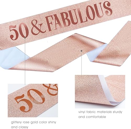 Miniatura 5 de Juego de tiara de banda de 50 cumpleaños y diamantes de imitación, regalos de cumpleaños de 50 años para ella, decoraciones de fiesta de 50