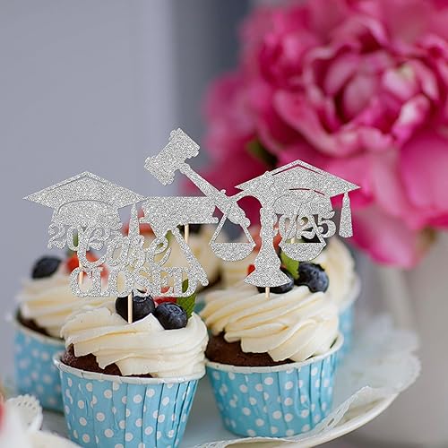 Miniatura 18 de Paquete de 24 adornos dorados para cupcakes de graduación 2025 con purpurina So Proud of You Done Diploma Graduation Cap Cupcake Picks Class of 2025