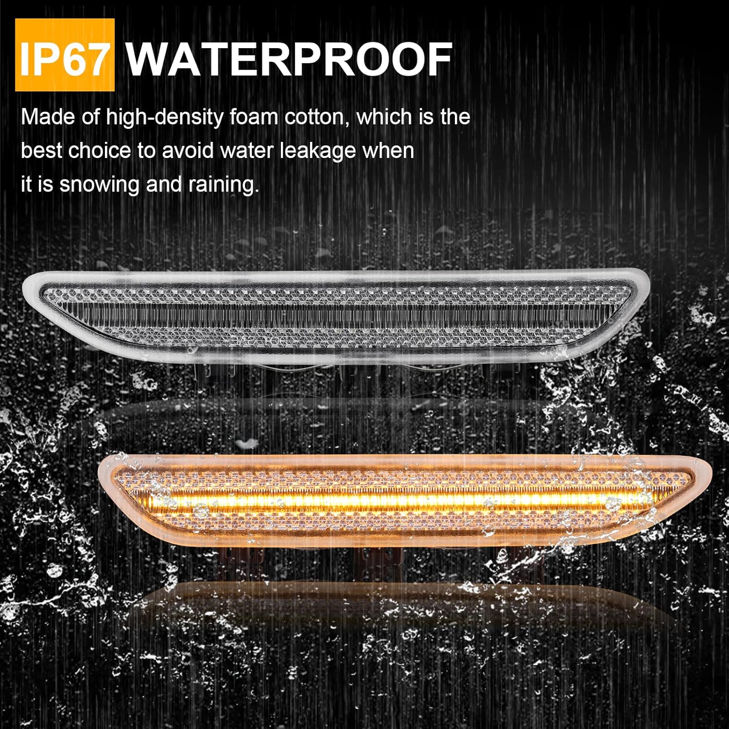 Front Bumper LED Reflector Lamp Replacement for 3 Series E46 2D Coupe Convertible 2004-2006, 316i 318i 320i 325i 325Ci 330i 330Ci Side Marker Light Replace OE 63146920689, 63146920690