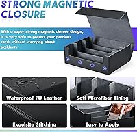 Vista 5 de Caja de almacenamiento de tarjetas UAONO para cartas de intercambio, estuche de cubierta de cartas de comandante de más de 1800 de cuero PU, soporte