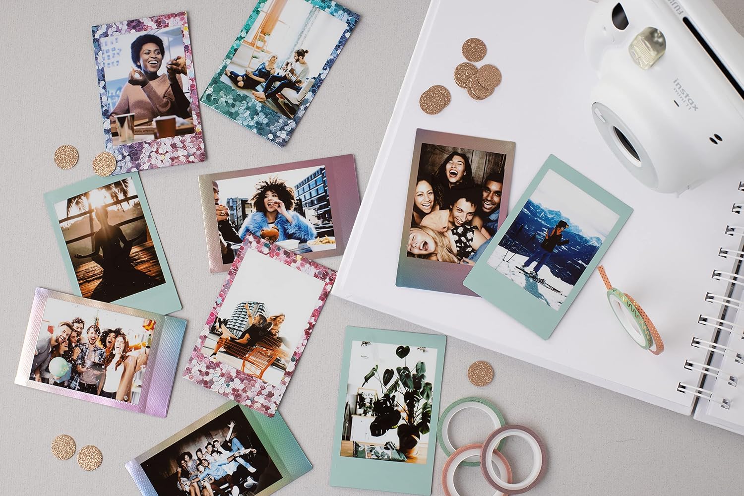 instax Deco Mini Film 30 Shot Pack, with Confetti, Blue and Mermaid Borders