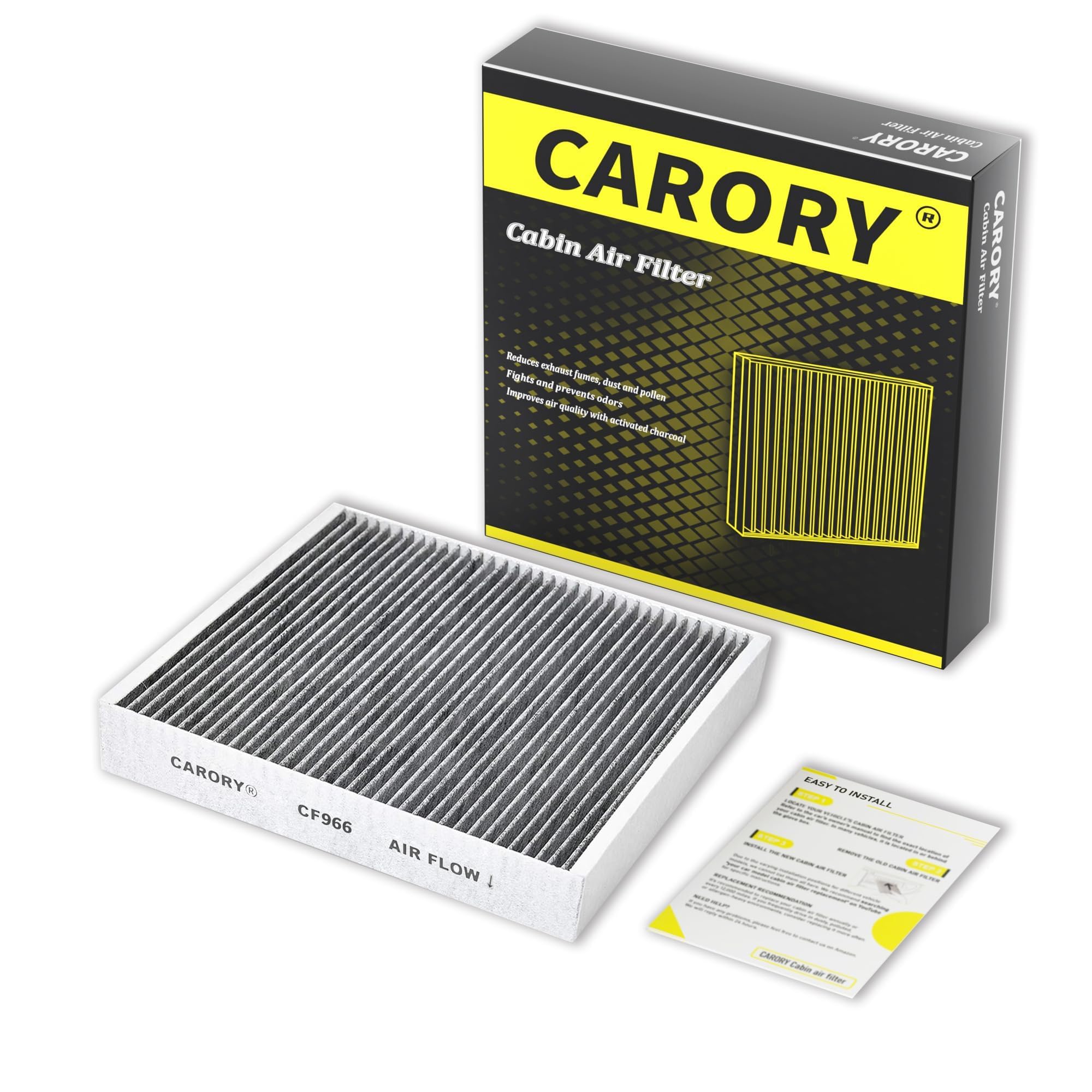 Cabin Air Filter w/Activated Carbon for Chevy, GMC, Cadillac, Buick Select Models - Silverado, Sierra, Equinox, Acadia, Blazer, Colorado, Malibu, Tahoe, Terrain, Traverse, Trailblazer and More