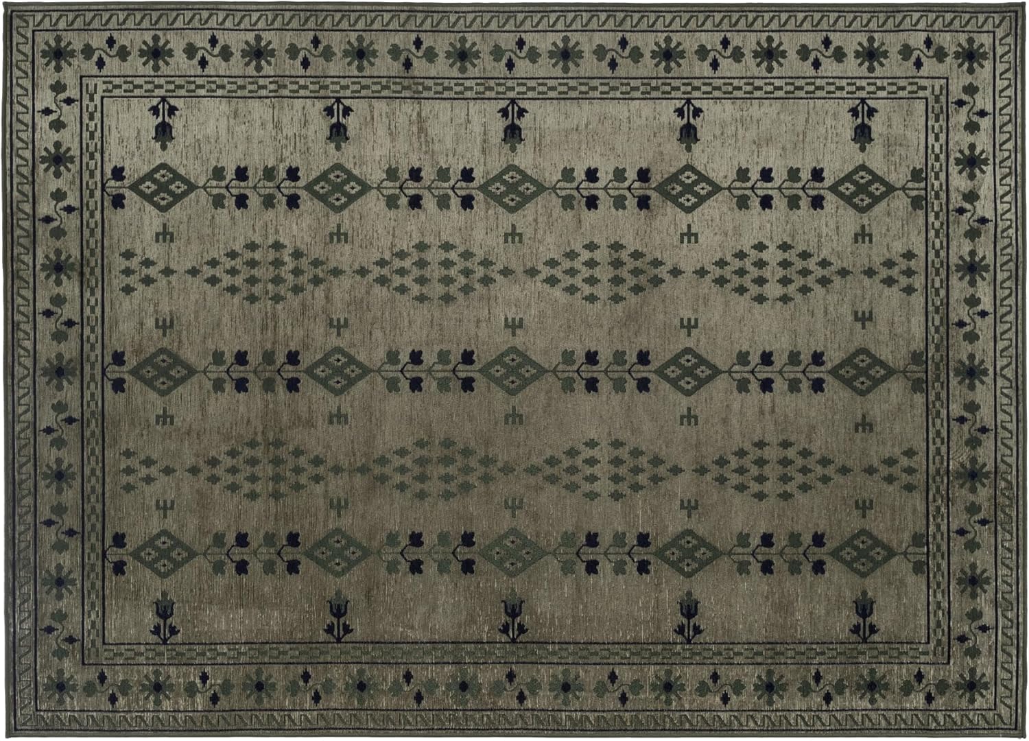 Revival Rugs Garland 7'x9' Washable Area Rug for Kitchen Bedroom - Oeko-TEX Certified, Green