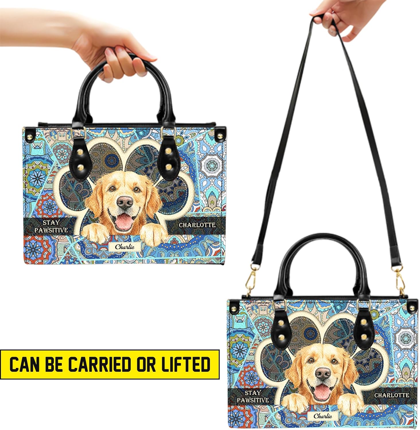 Personalized Pet Mom Leather Handbag – Custom Name Dog Cat Photo Purse, Pet Lover Gifts for Women, Christmas - Image 4