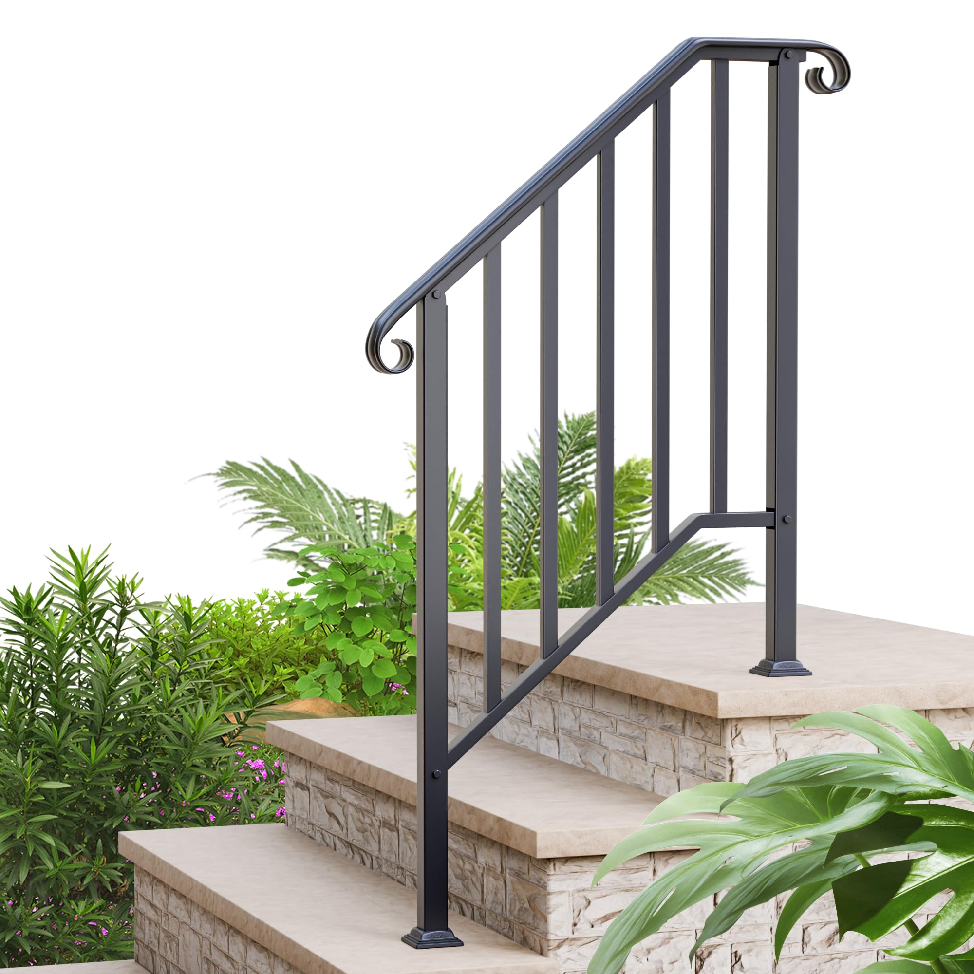 Snapklik.com : Handrails For Outdoor Steps, 3 Step Wrought Iron Stair ...