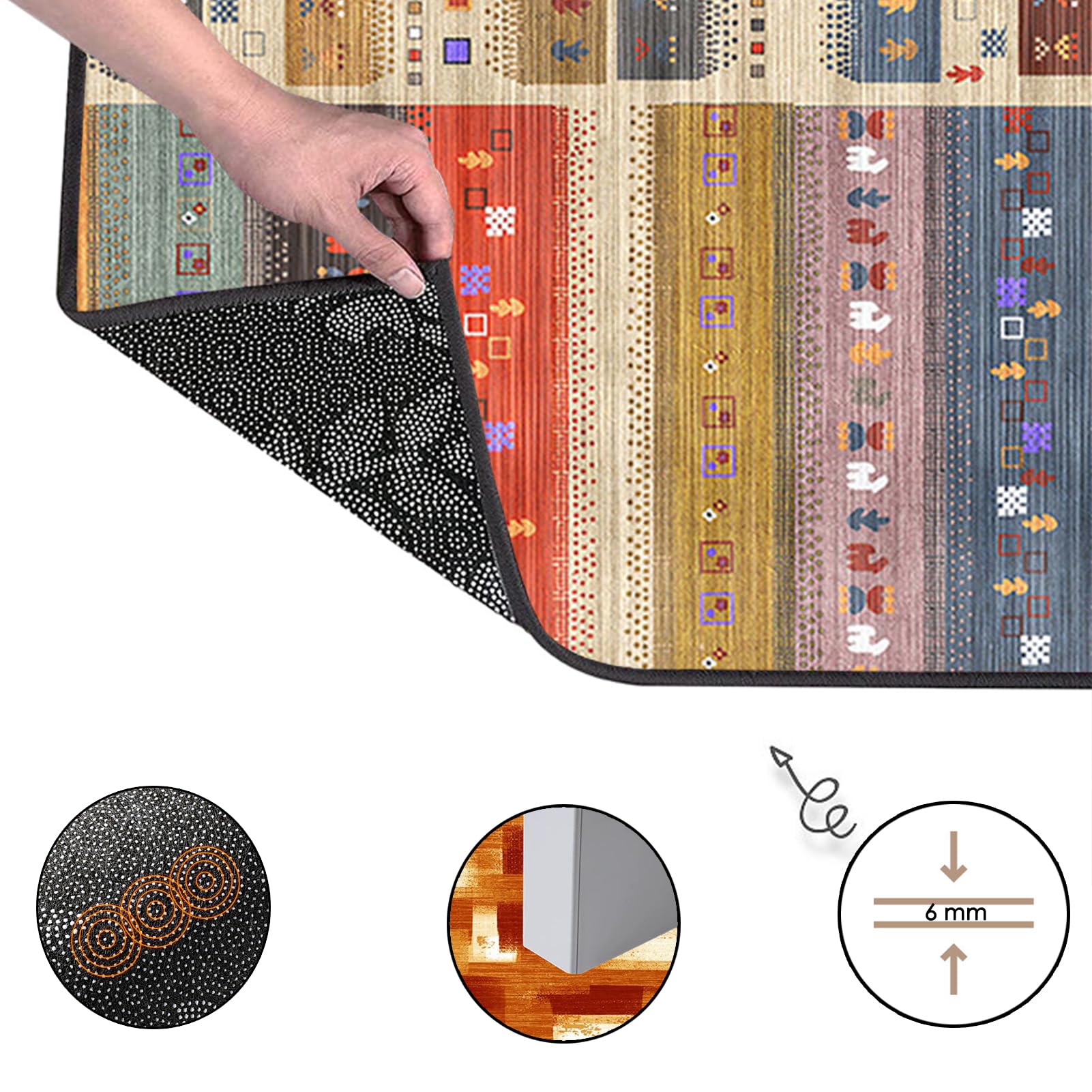 Vintage Flur Teppich Läufer 40 x 60 cm Rutschfest Waschbar ideale per Küche Schlafzimmer und Korridor