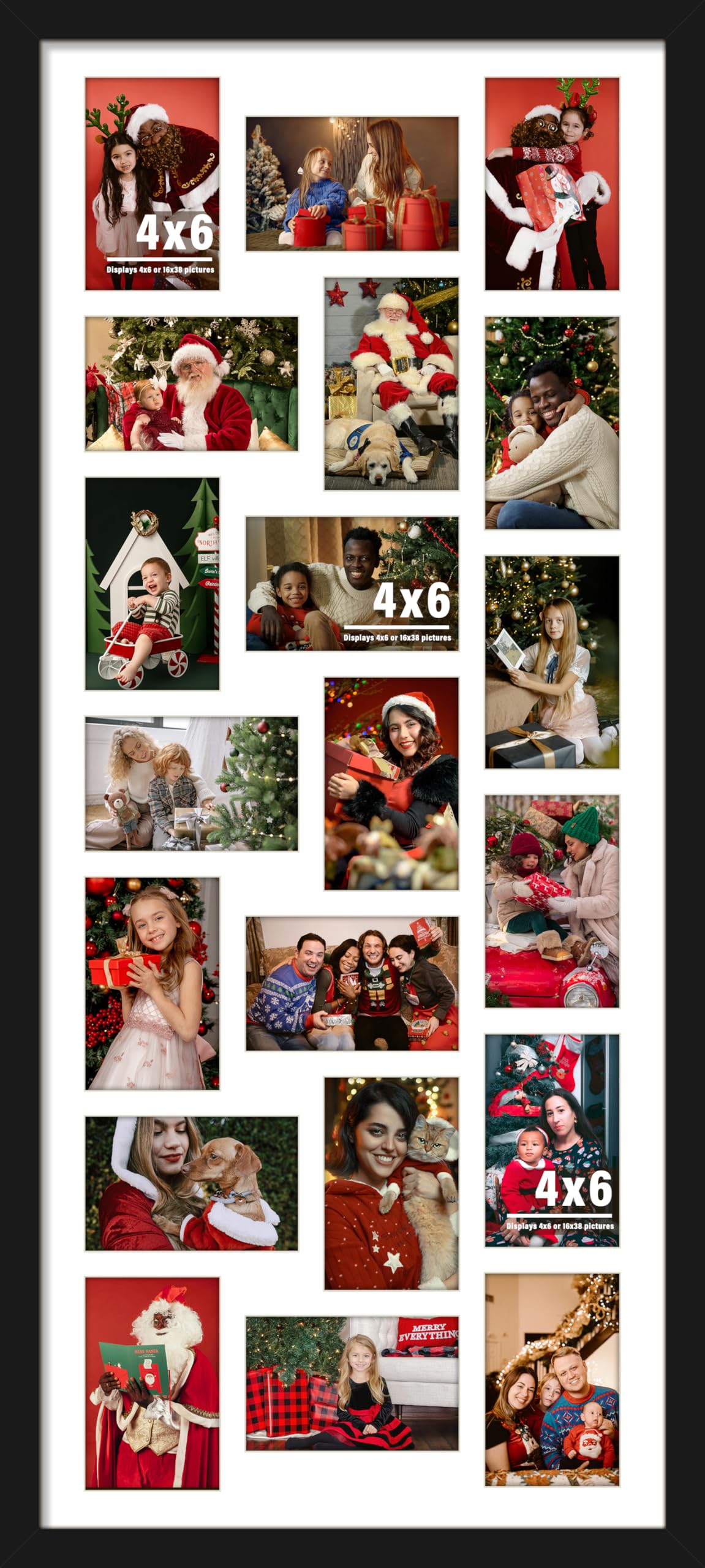 DUENPY 16x38 Collage Picture Frame 4x6 Collage Frame Displays twenty 4x6 inch Photos Available Horizontal Wall Mounting Display and Vertical Black