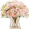 2 Bunches Pink Artificial Silk Flowers, Artificial Faux Peonies Hydrangea Flowers Bouquets for Home Wedding Party Centerpiece Decor DIY
