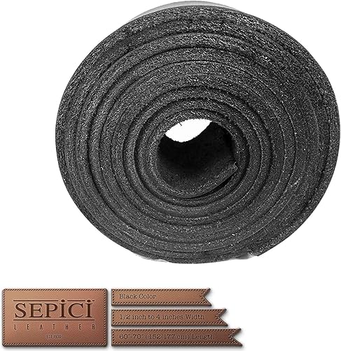 Miniatura 11 de Sepici Correa de cuero negra de 1/2 pulgadas a 4 pulgadas de ancho, 60-70 pulgadas de largo (peso pesado) (1 pulgada)