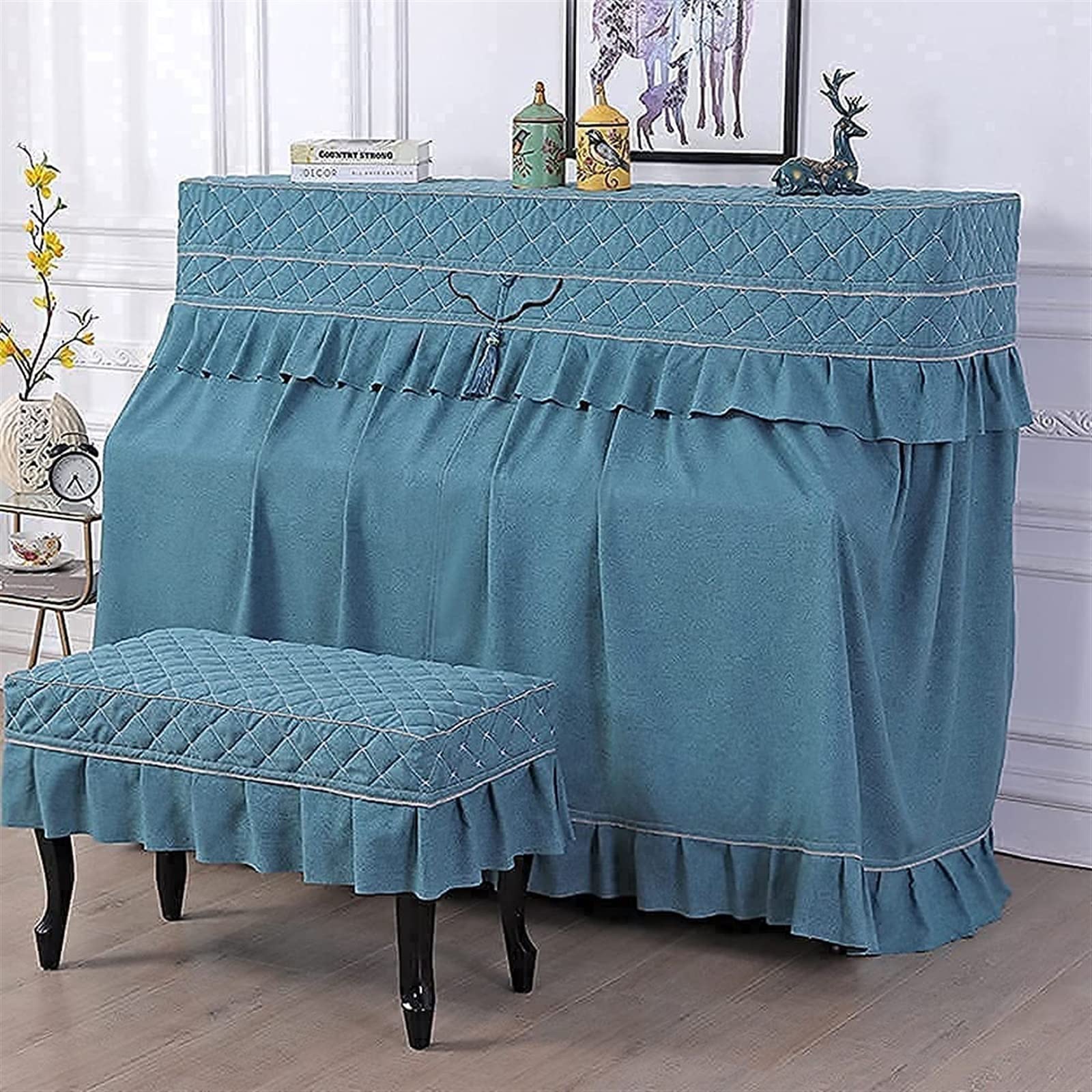 Funda para piano para piano vertical, funda para piano, funda para teclado de piano electrónico vertical, funda completa para piano, funda para silla gruesa elegante de estilo rural (funda para sill