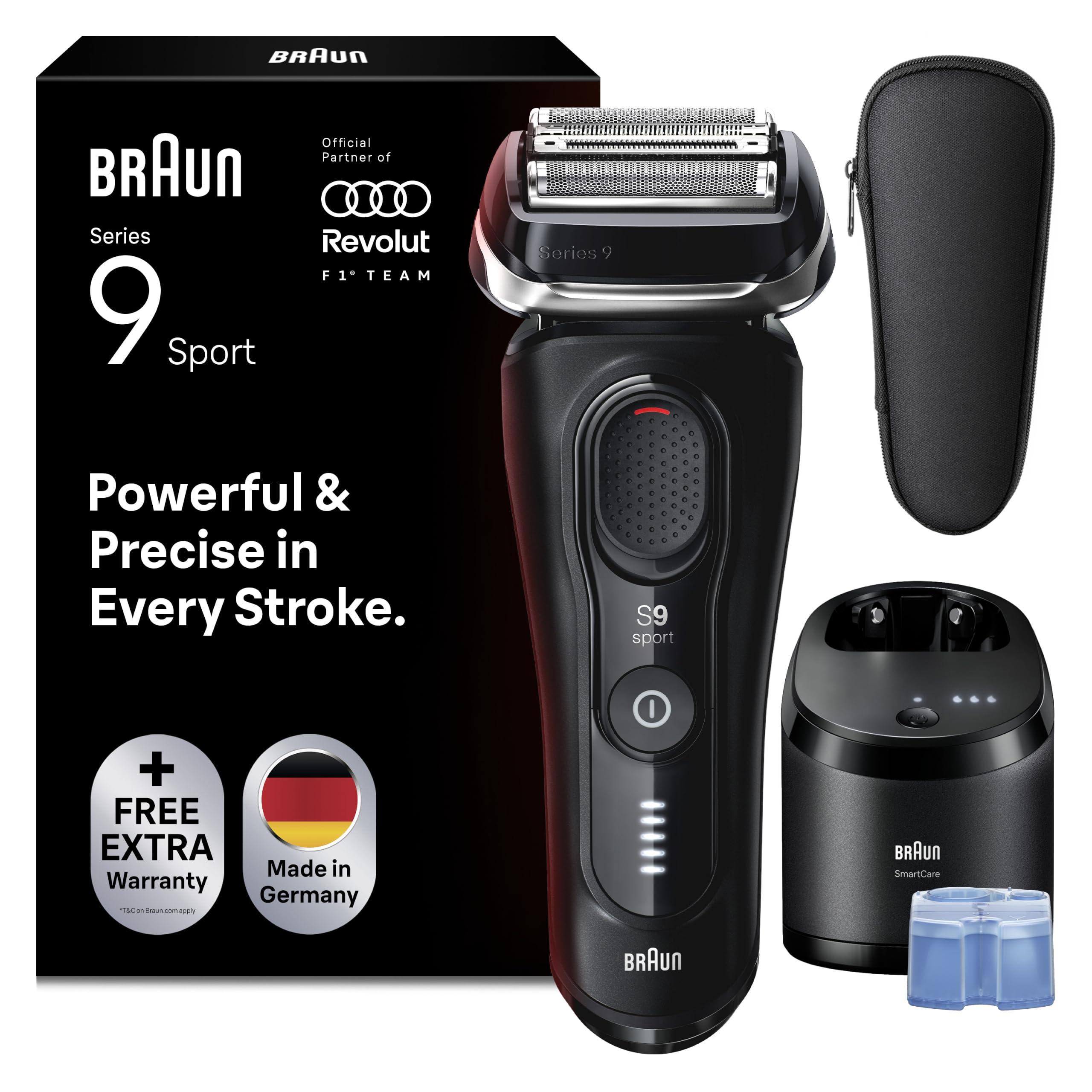 Braun Serie 9 Sport Rasoio Elettrico Barba, Custodia,Smartca
