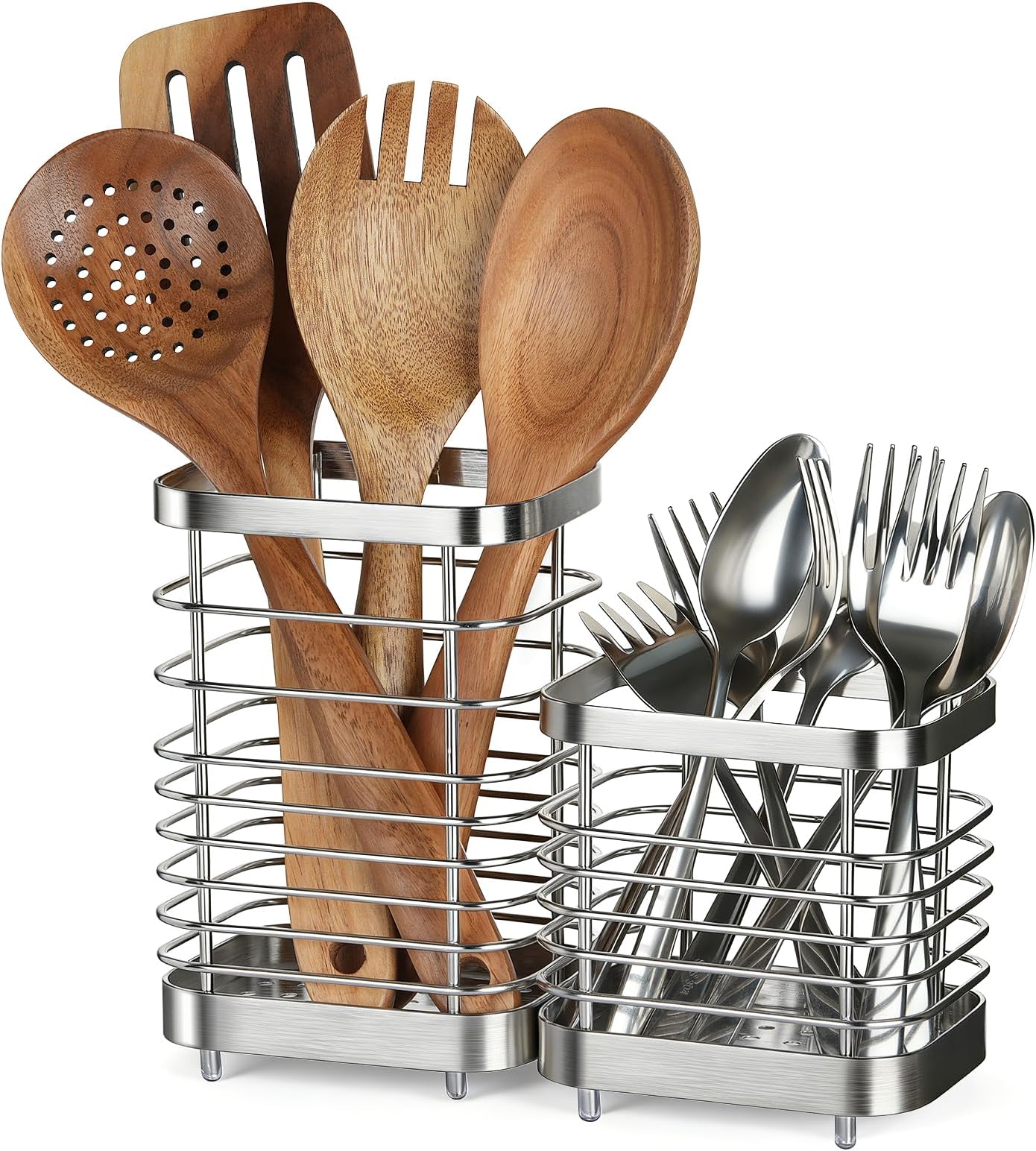 Utensil Holder, Stainless Steel Utensil Drying Rack for Kitchen Counter, Silverware Cutlery Flatware Holder Forks, Knives, Spoons, Chopsticks Organizer