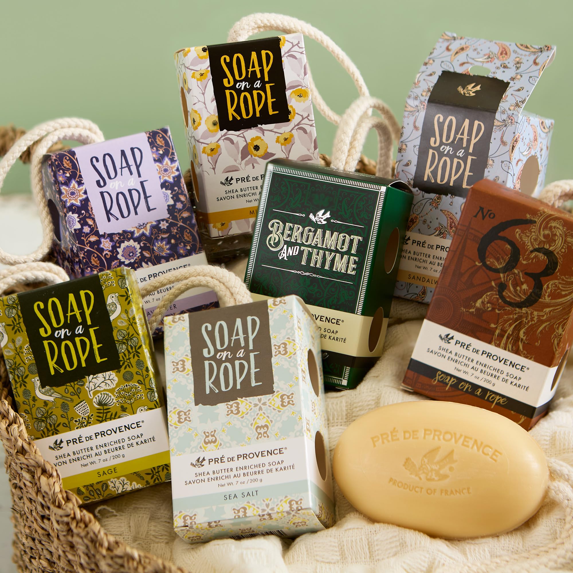 Pre de Provence Soap on a Rope French-Milled Shea Butter Bar Soap