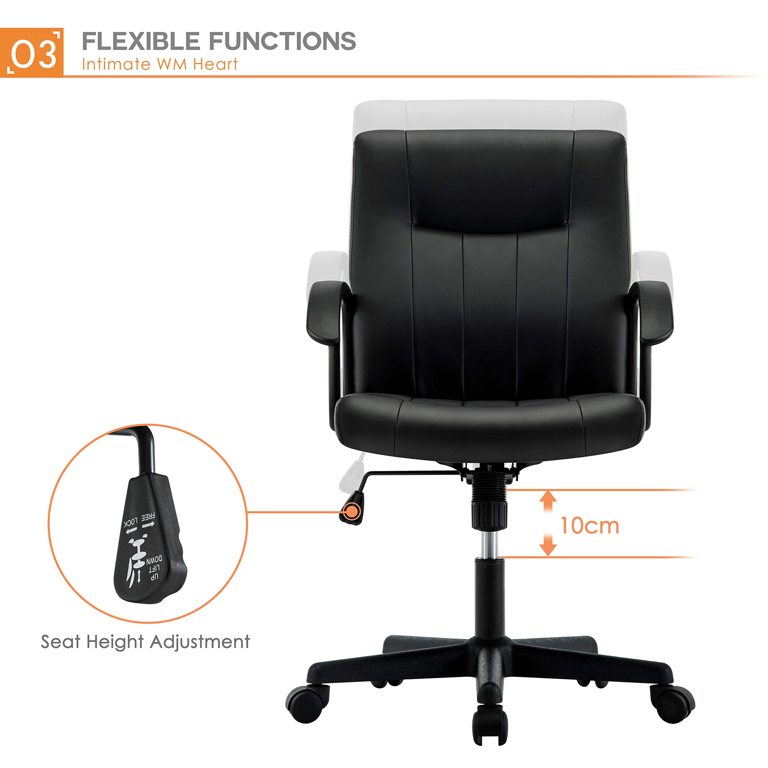 IWMH Faux Leather Chair, IntimaTe WM Heart Office Chair, Armchair with