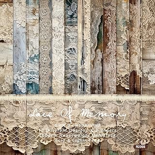 Vintage Lace & Wood Scrapbook Paper Pad 6x6, Single-Sided, 12 Designs, 24 Sheets, DIY Crafts, Scrapbooking Supplies