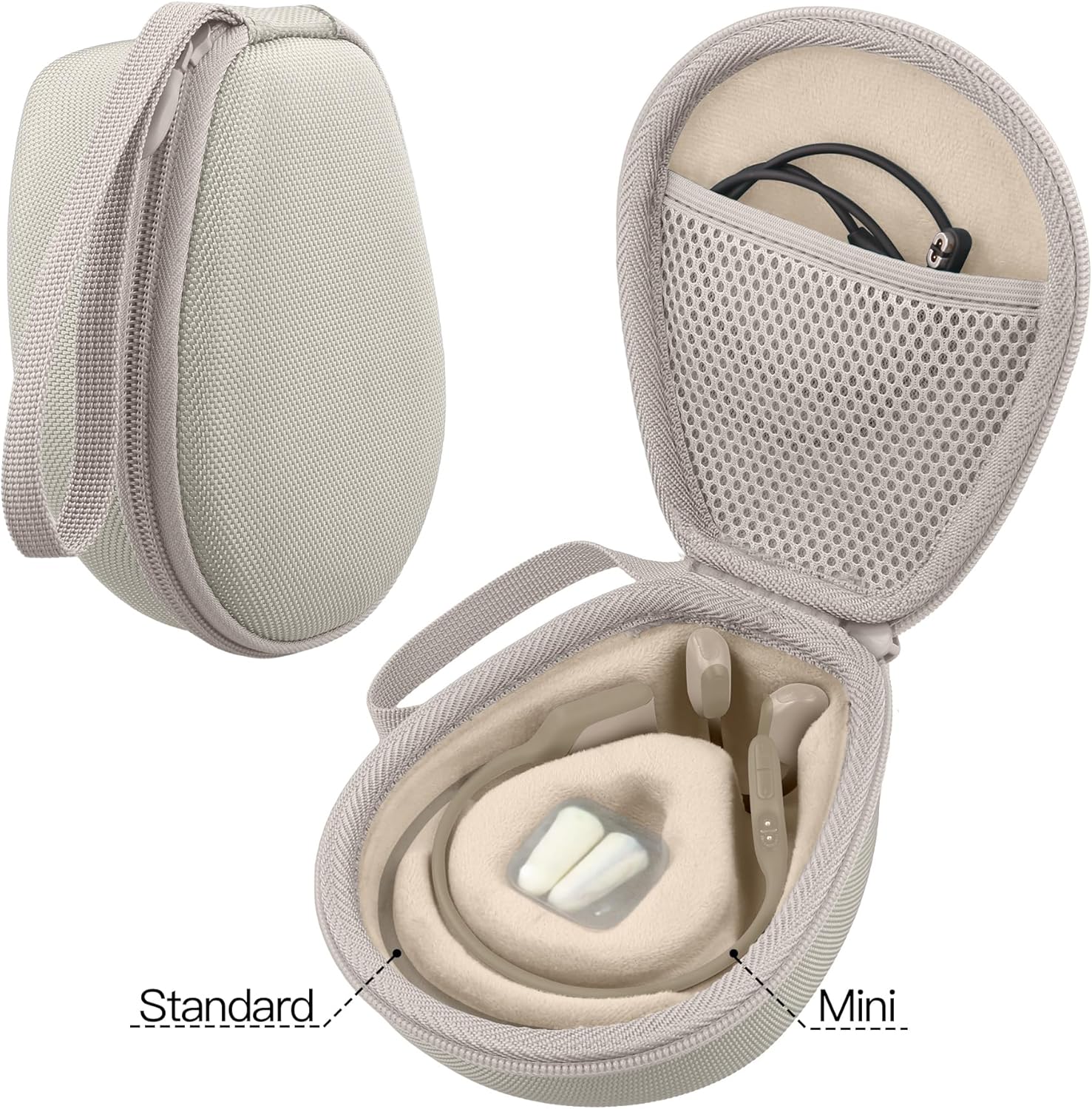 co2CREA Hard Case for SHOKZ New OpenRun Pro 2/1/Mini, OpenRun Standard/Mini, OpenMove, OpenSwim Pro, OpenSwim, Compatible with All SHOKZ Open-Ear Bone Conduction Sport Headphones, Beige Case - Image 4