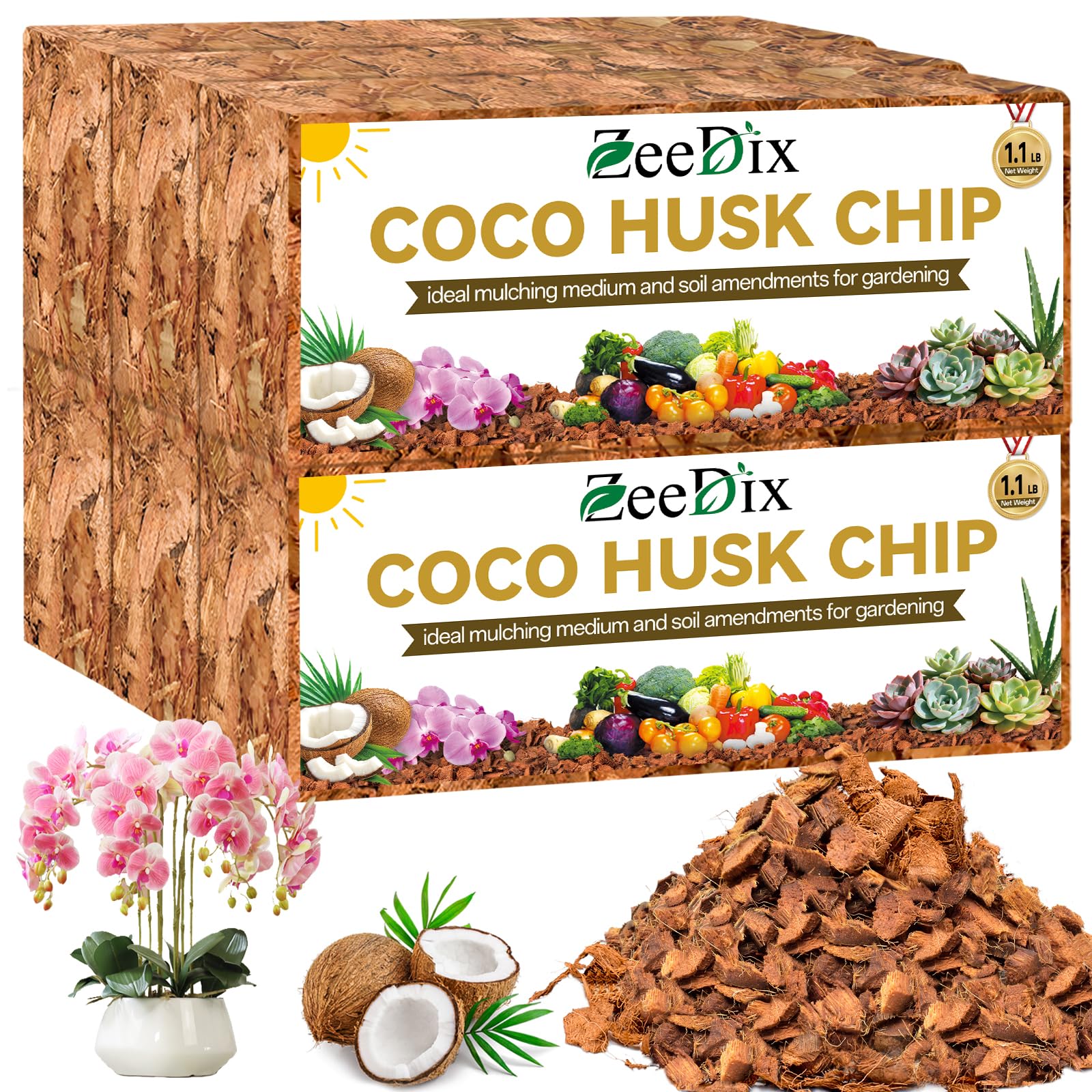 Zeedix 6 Pack Coco Husk Chips