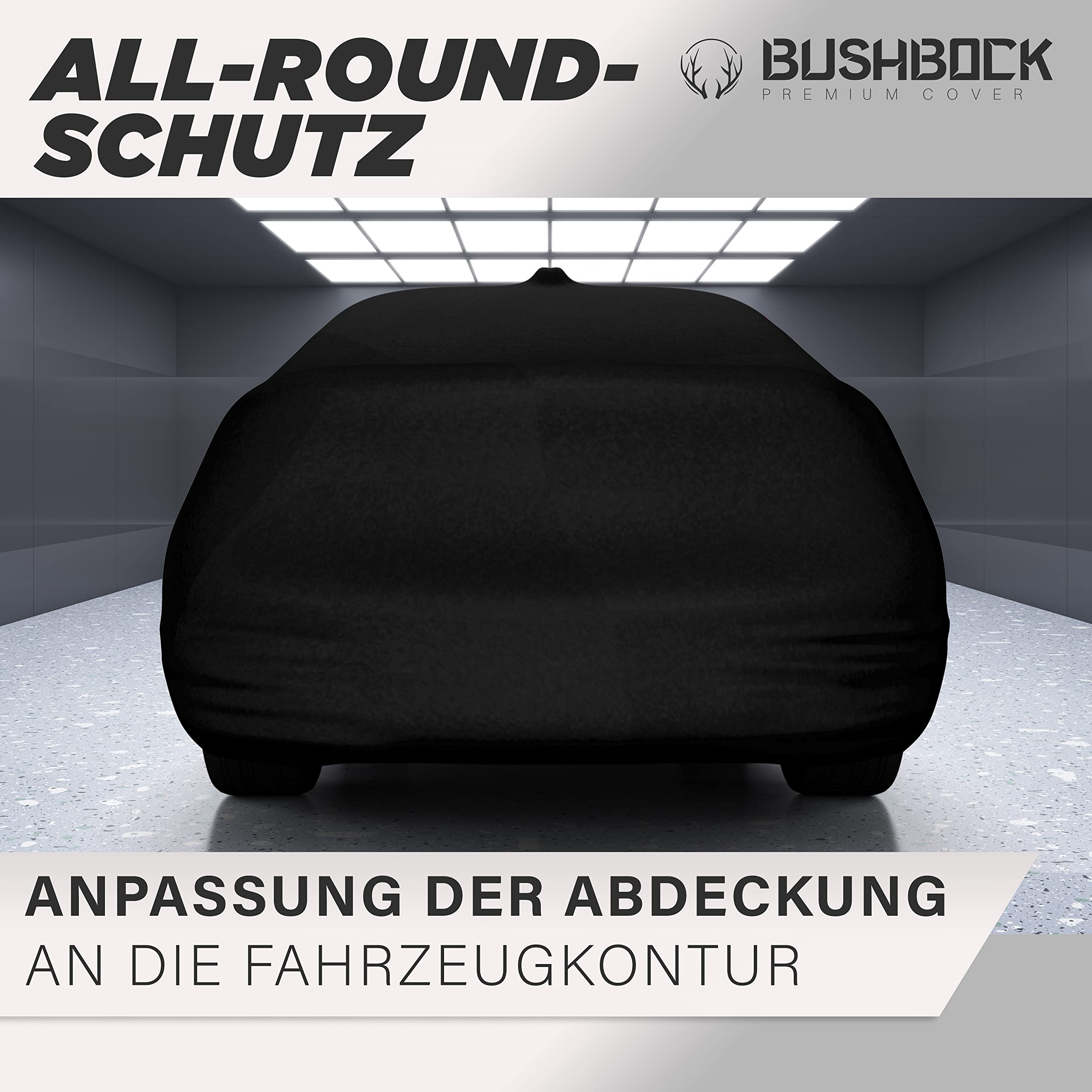 BUSHBOCK® Funda de protección Interior Satinada para Coche SUV (Negro, SUV-XL)