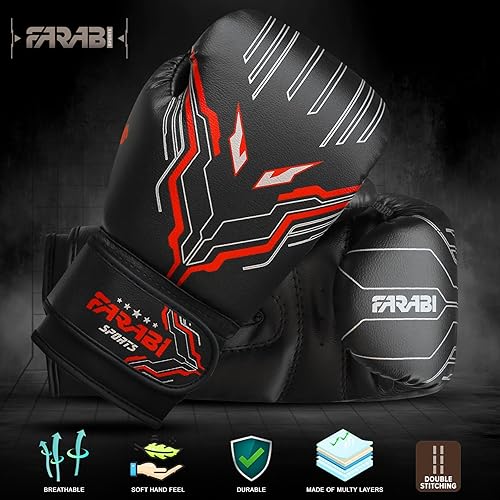 Miniatura 5 de Farabi Sports Guantes de boxeo para niños y niñas, guantes de kickboxing de 6 onzas para jóvenes, guantes de boxeo junior para MMA, Muay Thai,