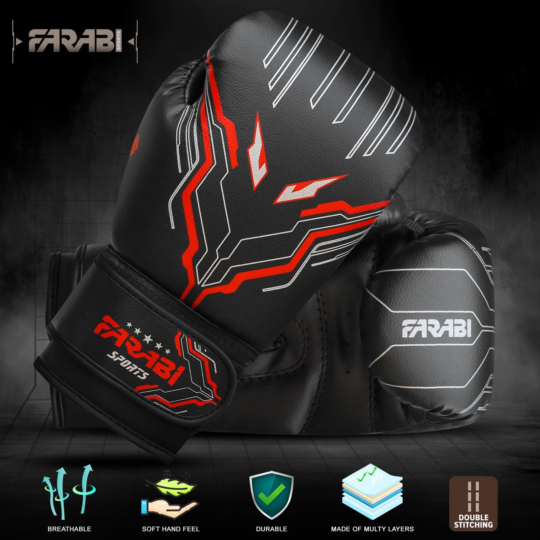 Farabi Sports guantoni boxe bambini Junior 6-oz per MMA, Muay Thai e sacco da boxe 5-10 anni