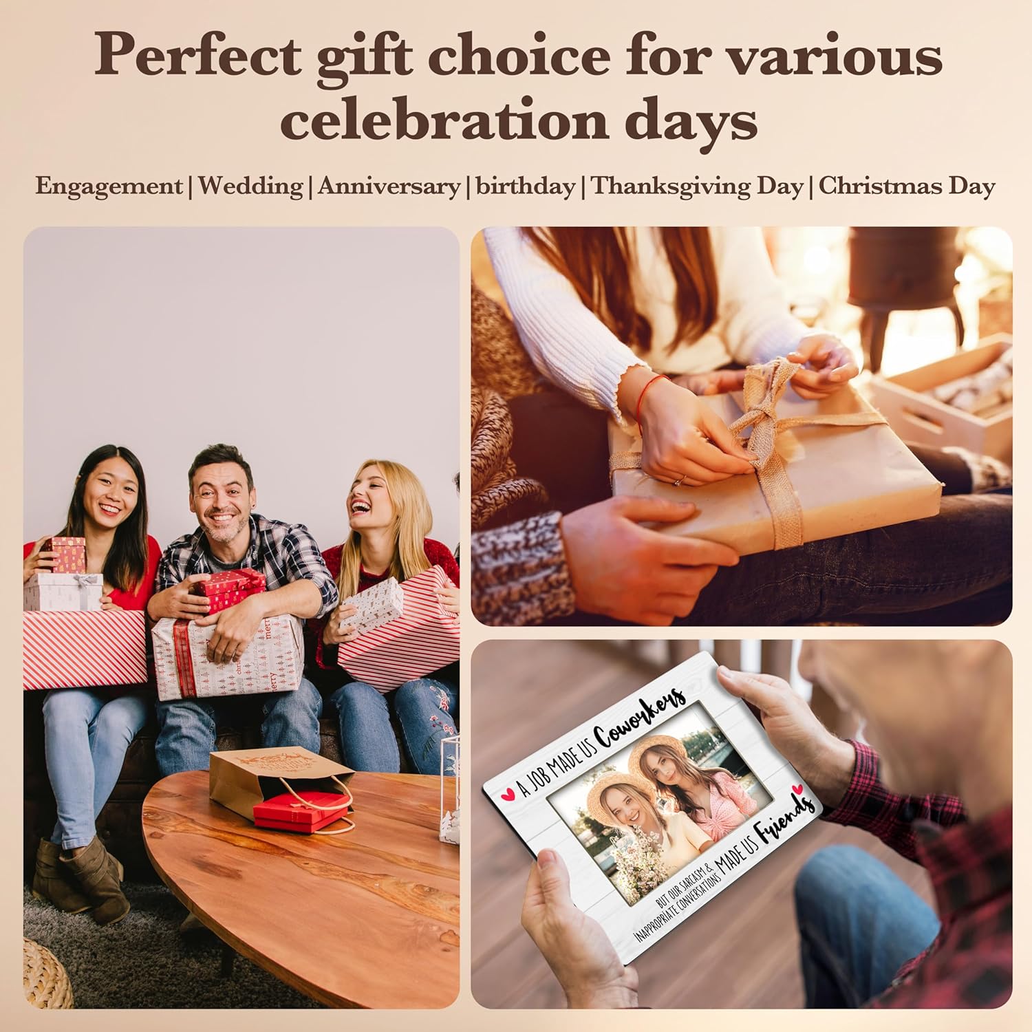 Coworker Gifts Picture Frame, Best Friend Photo Frame, Thank You Appreciation Gifts for Coworkers Friends, Wood 4x6 Photo Picture Frames for Desk Display-D09 - Image 6