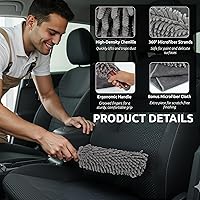 Vista 3 de Plumero para interior de coche por TAKAVU, dedos de microfibra de 360°, mango cómodo irrompible, libre de pelusas y arañazos, incluye paño