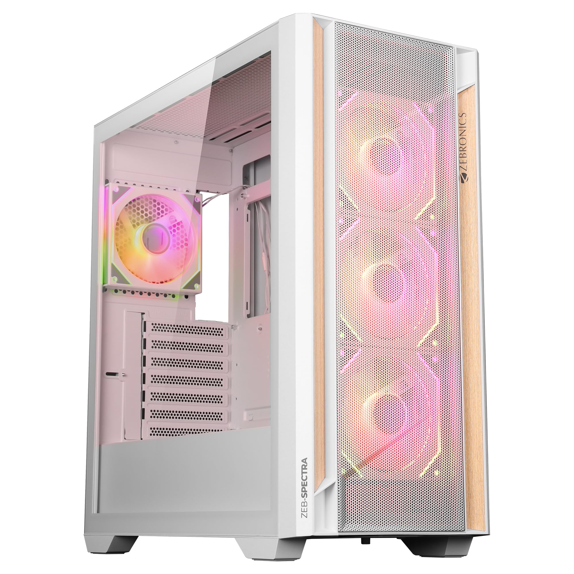 Zebronics New Launch Premium Gaming Cabinet, Mid-Tower, EATX/ATX, Upto 360mm AIO Support, 4 Infinity Mirror ARGB Fans, Side Tempered Glass, USB 3.0, 2X USB, Magnetic Dust Filter (Spectra, White)-image-11