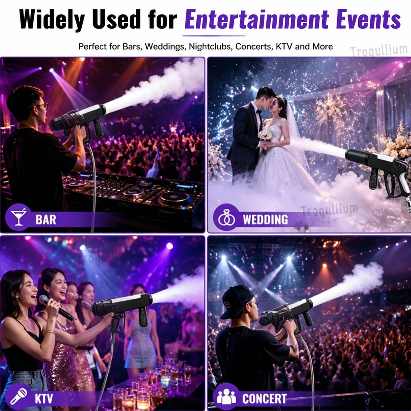 Máquina de humo portátil de 50W, cañón de CO2, con efecto de luces LED, for eventos, bodas y clubes, equipos de efectos escénicos