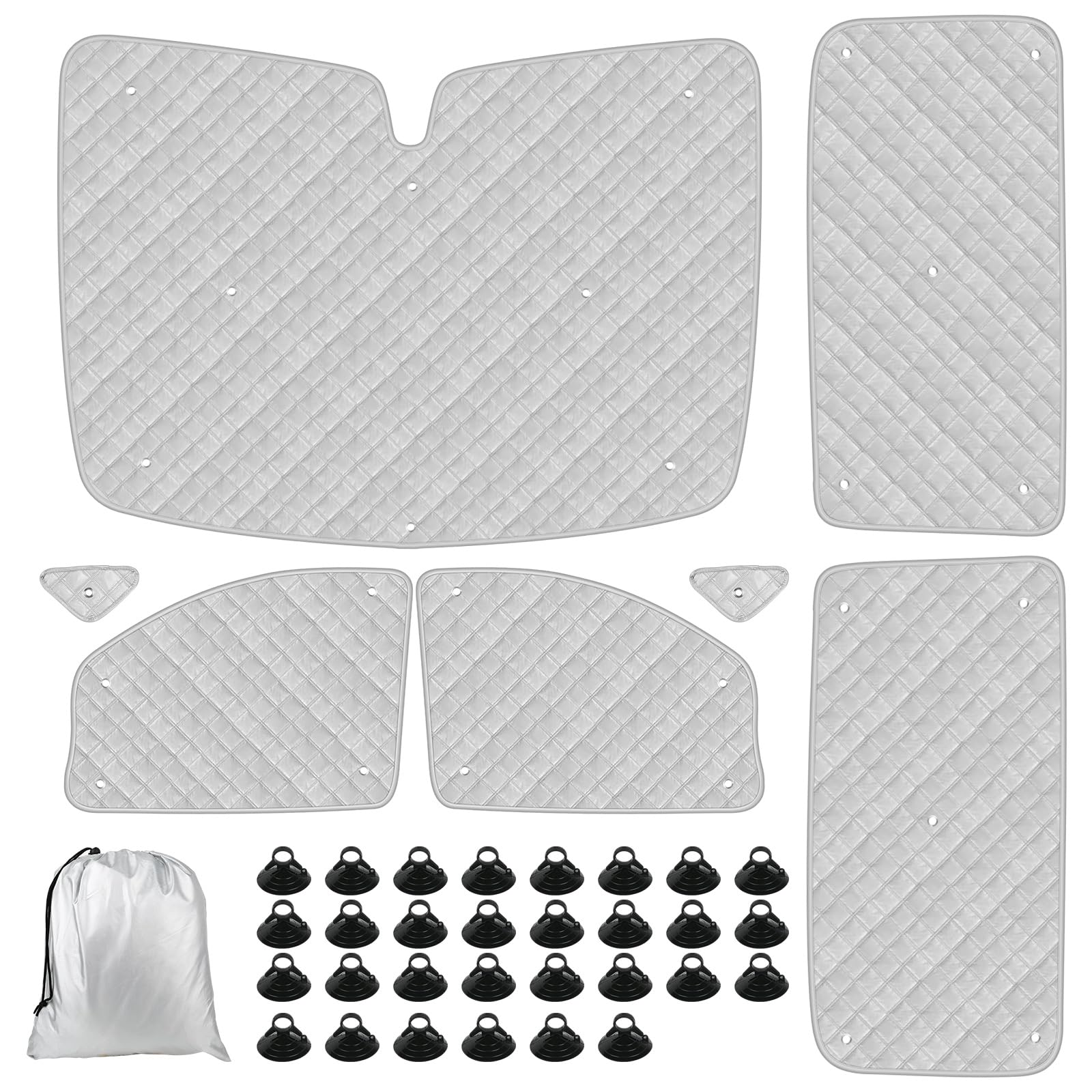 Thermomatte Fahrerhaus Innen Kompatibel mit 2014-2022 Mercedes-Benz VITO III W447/Viano, 7PCS Faltbare Sonnenschutz Frontscheibe Innen für Wohnmobil Privatsphäre & Temperaturkontrolle