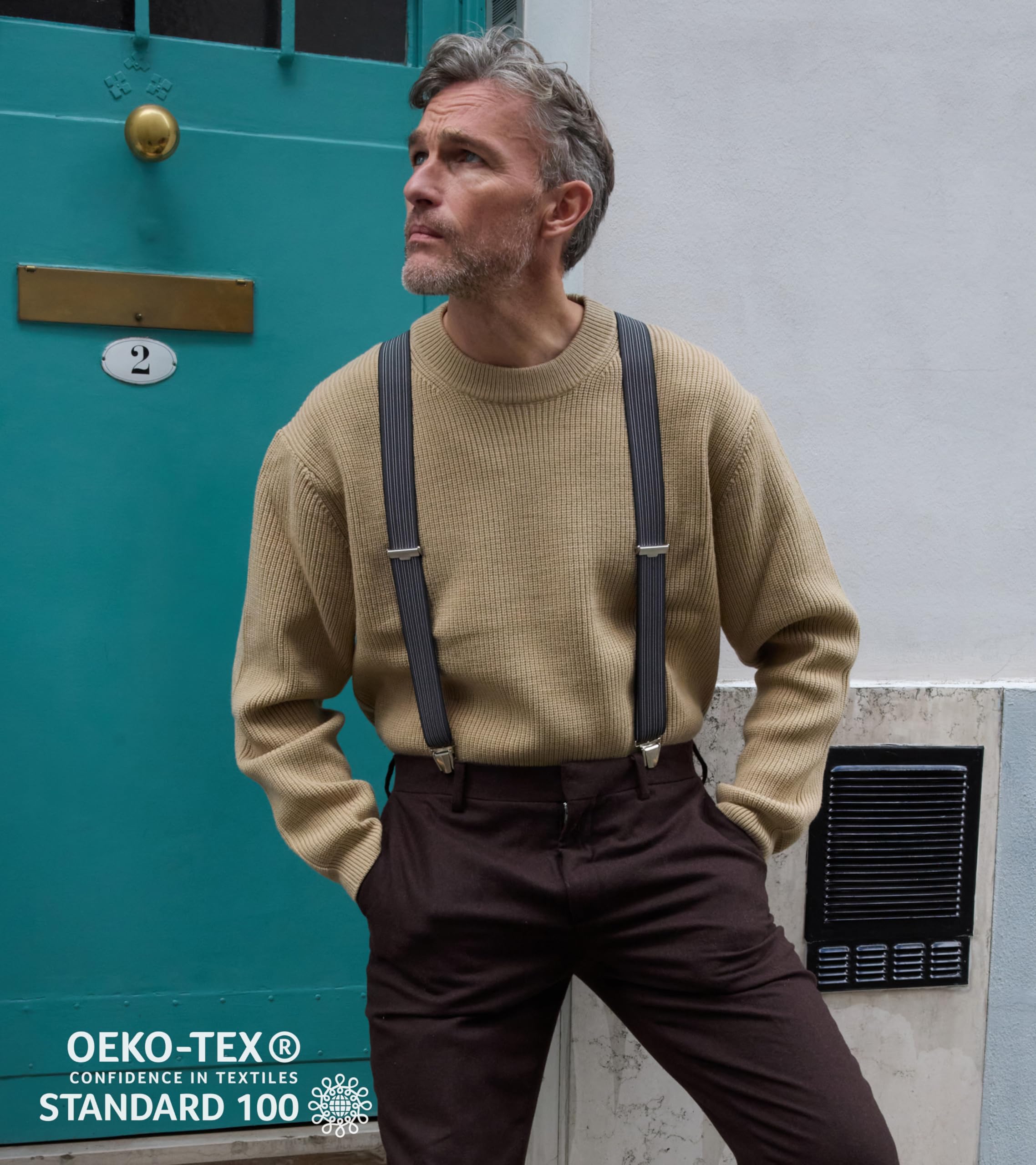 PIERROT Tirantes para Hombre - Clips Extra Fuerte - Sólidos y Artesanales para Hombres Garantía de por vida - Tirantes para Pantalones - Una Talla Para Todos