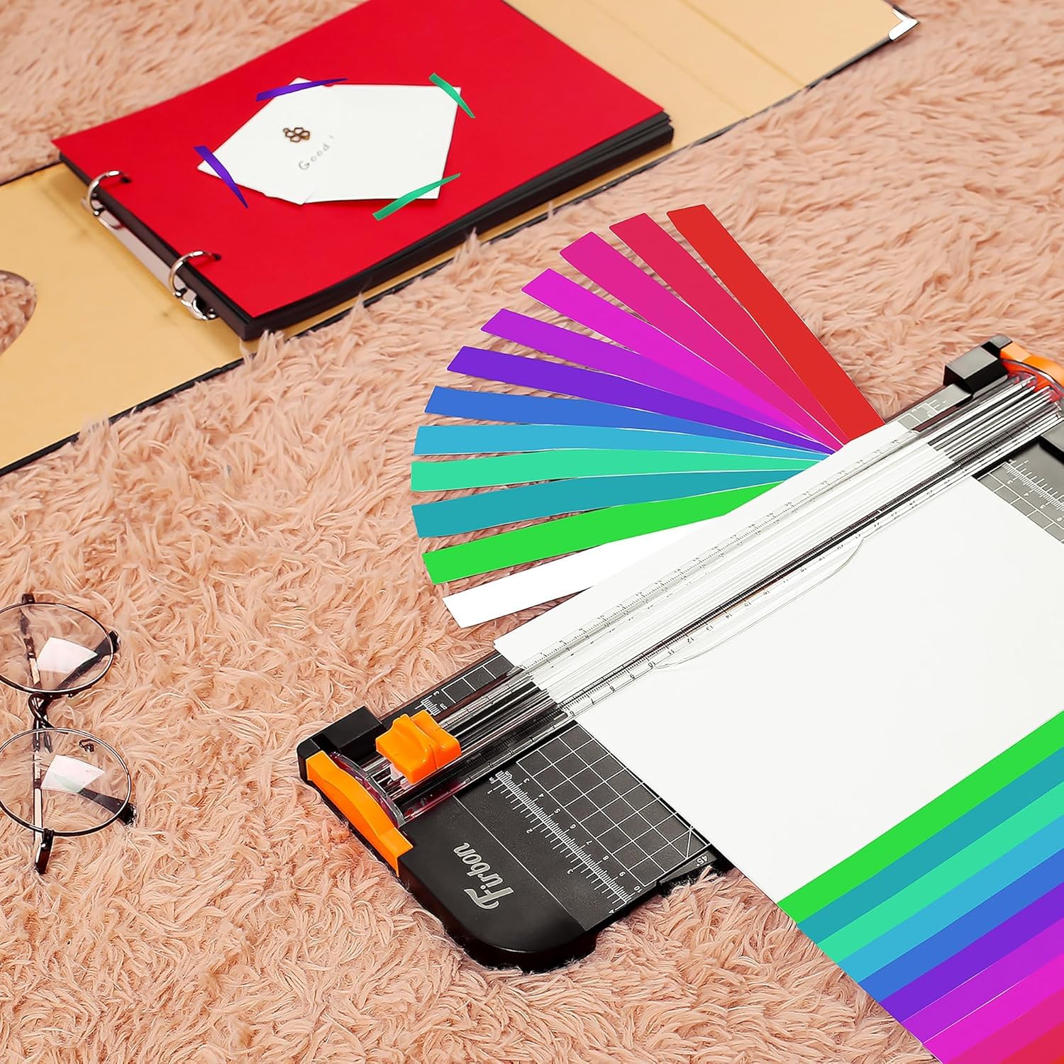 Firbon Trymer do papieru A4, 30 cm, tytanowy trymer do papieru, narzędzie do scrapbookingu, z automatycznym zabezpieczeniem i linijką boczną, do papieru rzemieślniczego, kuponu, etykiety i kartonu