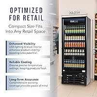 Vista 48 de PEAKCOLD+ 2-Door Upright Display Refrigerator - 25.7 Cubic Ft Energy Efficient Black Merchandiser Refrigerator With Glass Doors, White Interior &