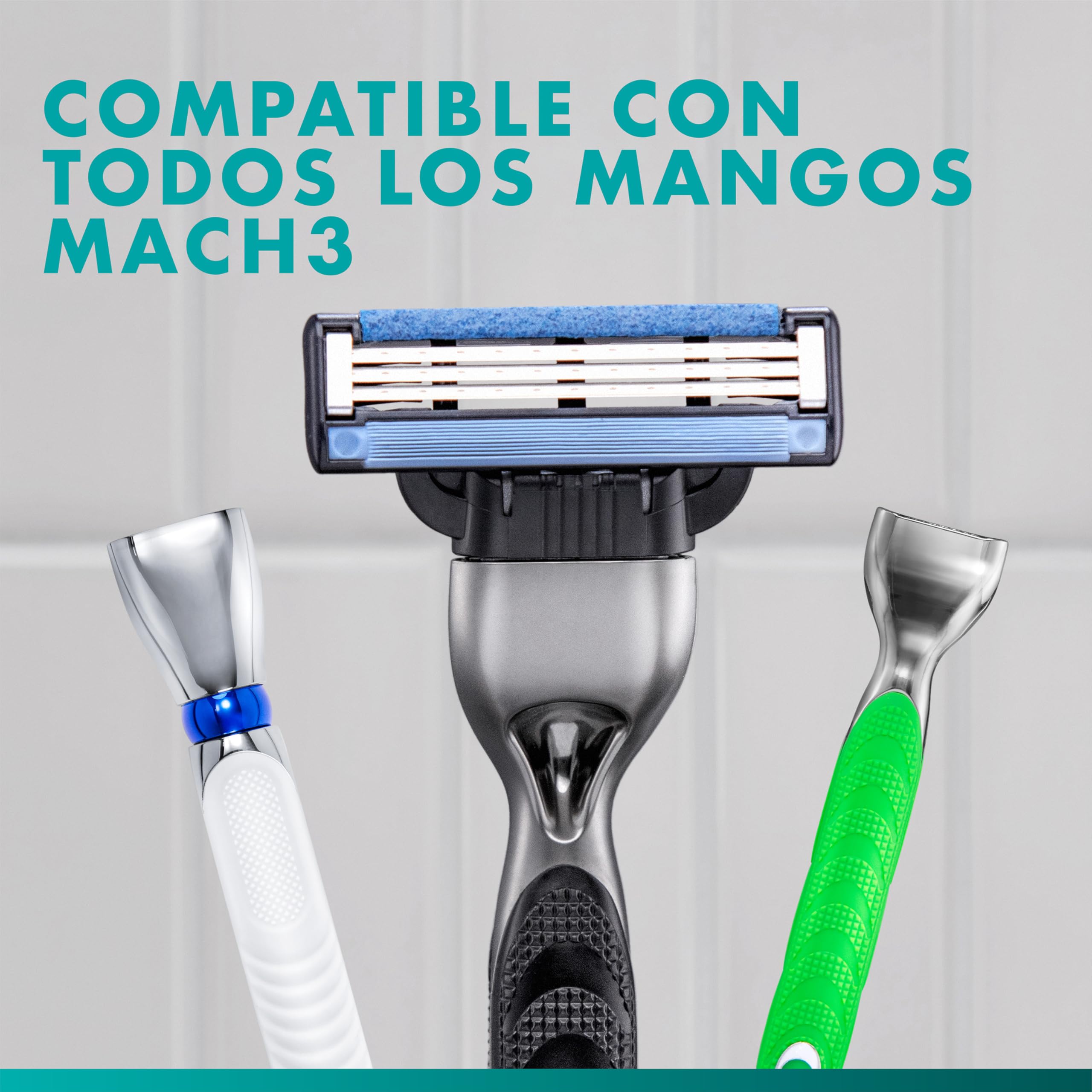 Gillette Mach3 Base Recambios para Maquinillas de Afeitar para Hombre, Pack de 28 Cuchillas de Afeitar con 3 Hojas Y Banda Lubricante, Compatible con Todos Los Mangos Mach3