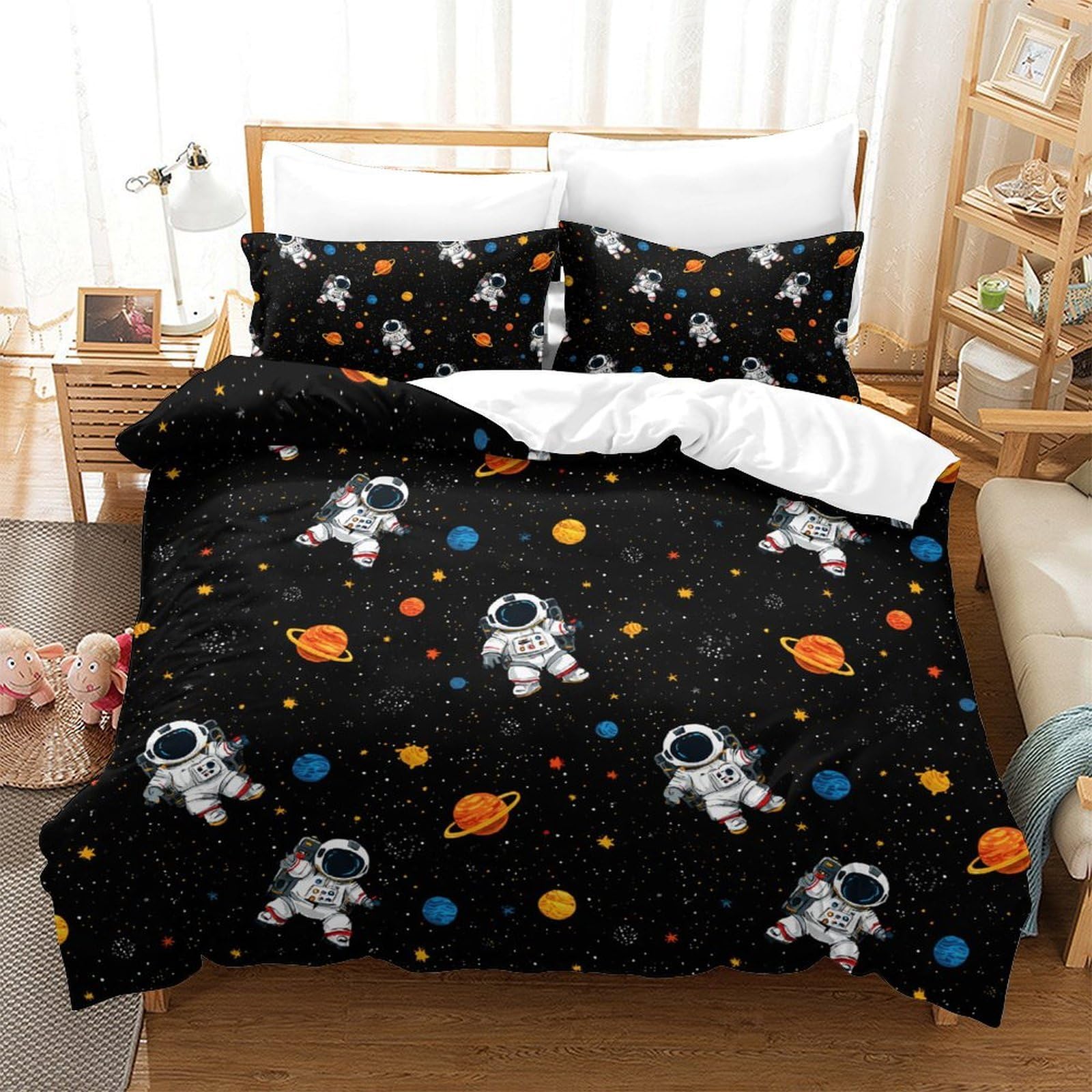 Houssette astronautes dans l'espace pour literie enfant anti-glissement avec zip