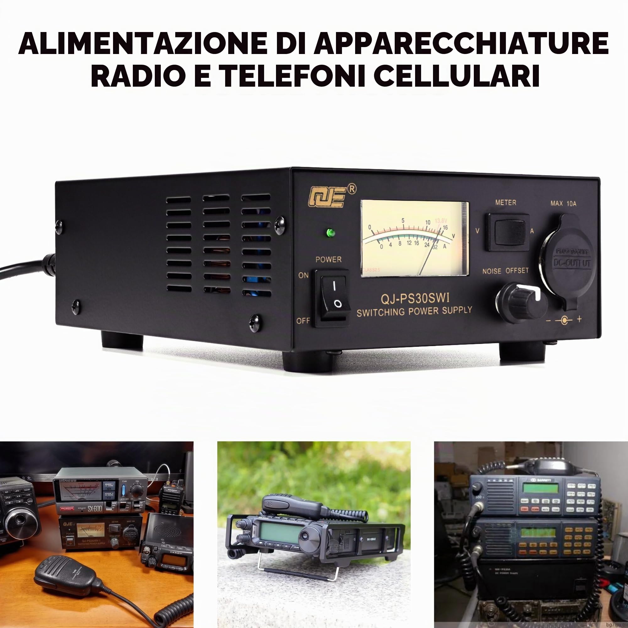Alimentatore da banco 13,8 V 30 A, convertitore CA-CC con presa accendisigari per auto, controllo offset del rumore e ventola di raffreddamento, ideale per radio HAM, radio amatoriali, CB, dispositivi