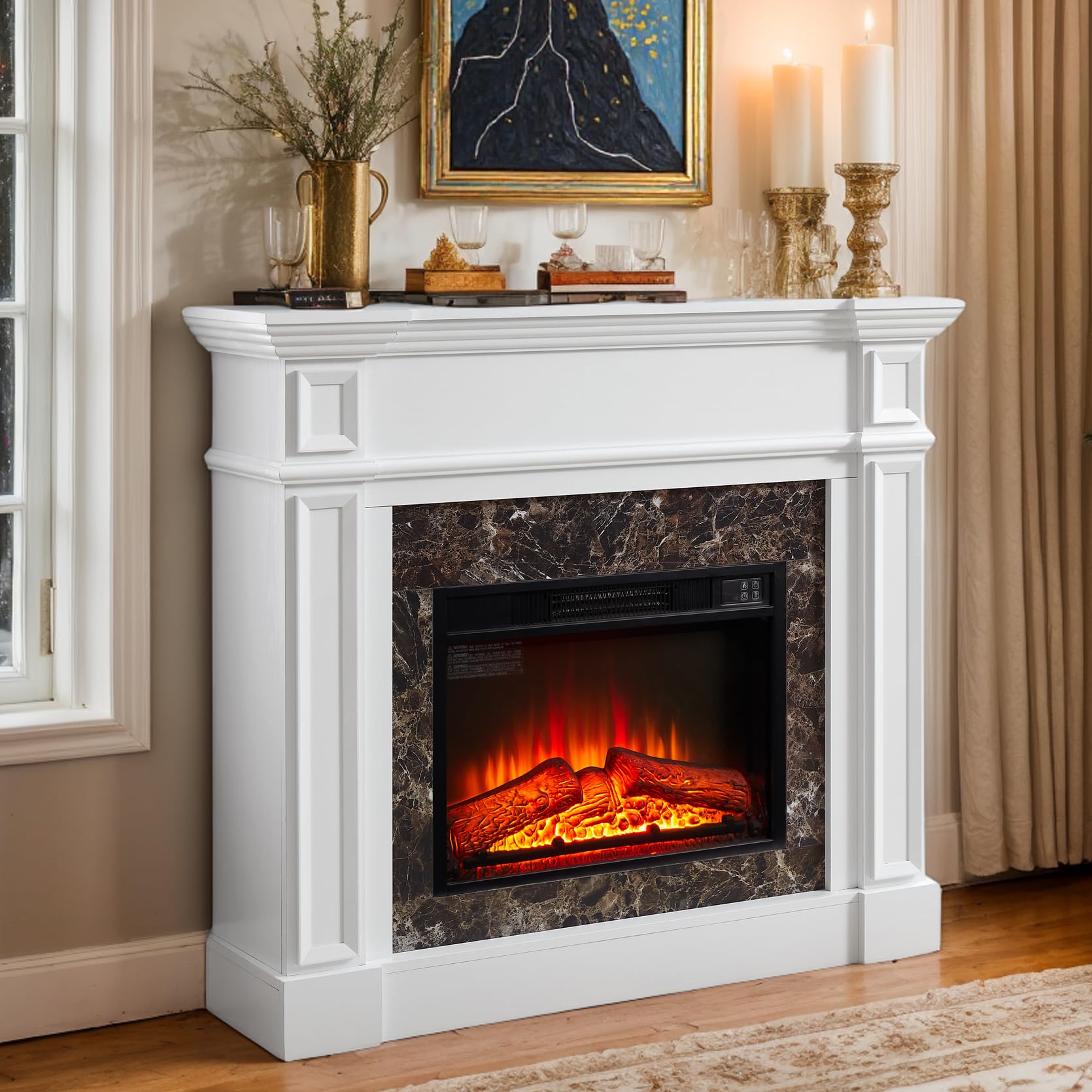 Electric Fireplace with Mantel, 46