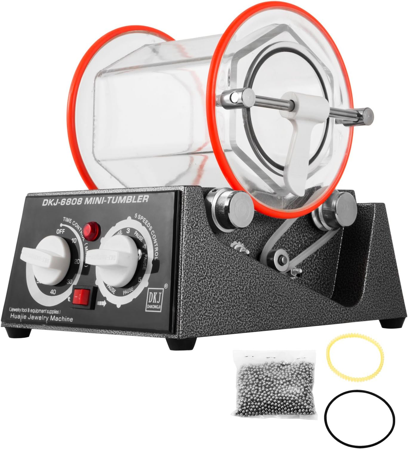 BestEquip Jewelry Polisher Tumbler 3kg 6.6 Lbs Capacity Jewelry Polisher Machine with Glass Barrel Mini Polisher Tumbler for Jewelry (6.6Lbs Capacity)