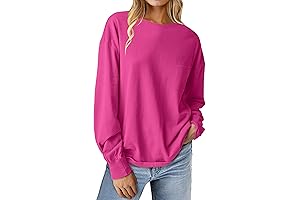 Womens Long Sleeve Pink Shirt: Oversized Comfort