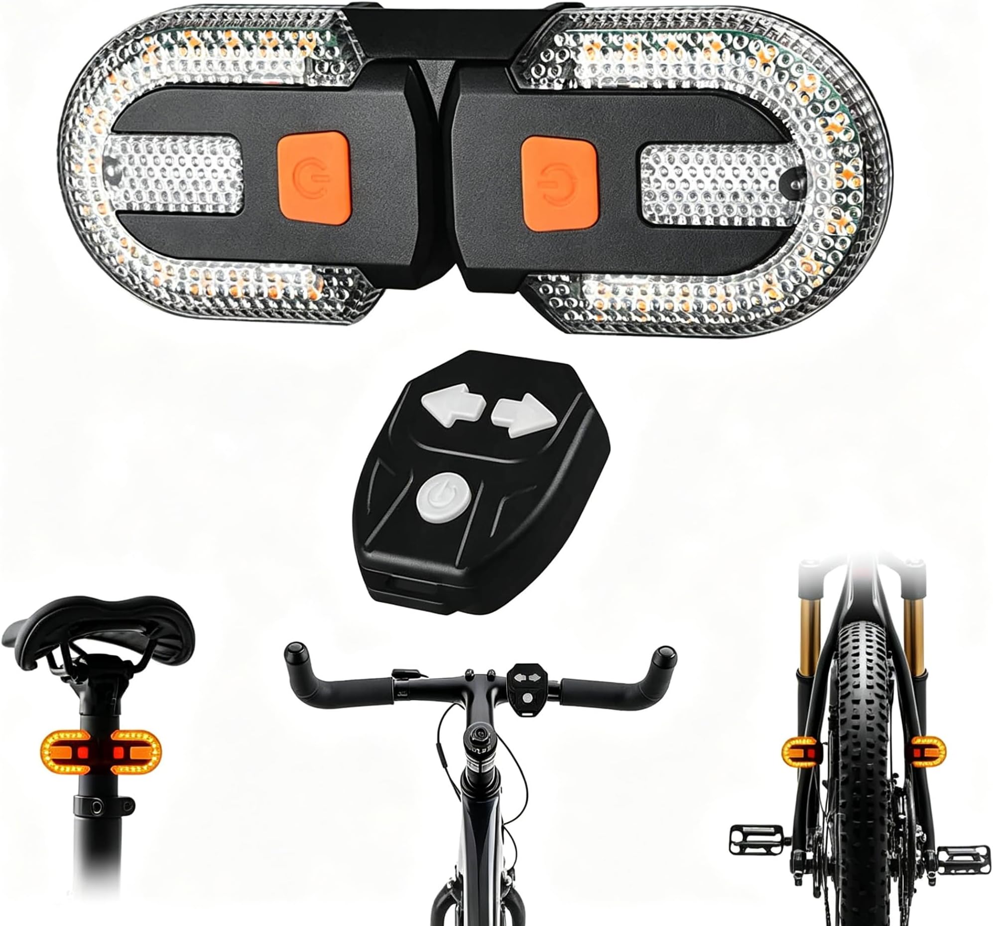 方向指示器自転車用 【分離式・高輝度】 自転車 ウインカー ワイヤレス リモコン付き テールライト 左右独立操作 5点灯モード USB充電式 IPX4防水 警告灯 蜂鳴器付き 事故防止 夜間走行 セーフティーライト ロードバイク 電動自転車 汎用 取付簡単