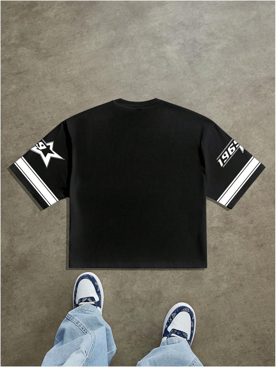 Men's Number Graphic Short Sleeve Jersey Shirts Y2K Star Crew Neck Loose Fit Casual T Shirt Streetwear - Image 2