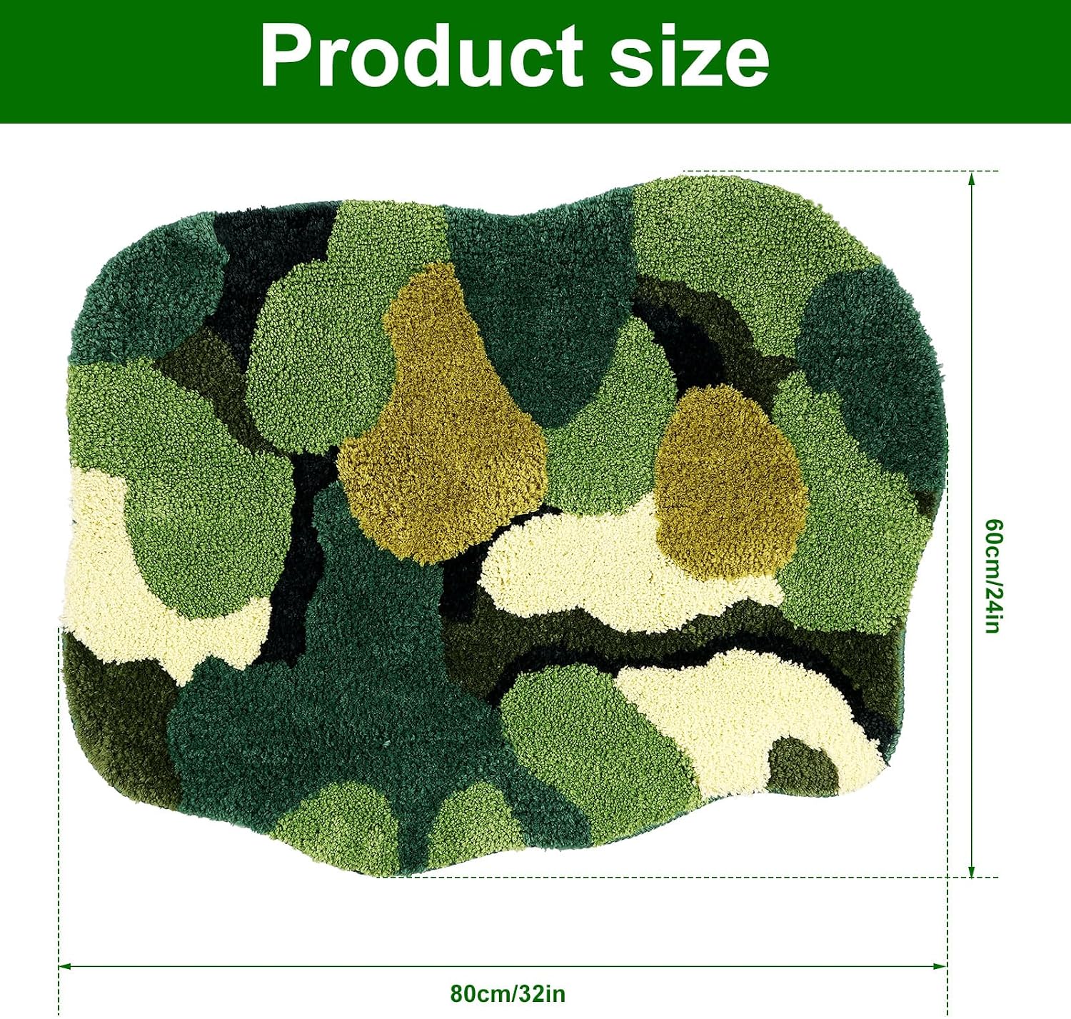 Green Moss Leaf Bath Mat Non-Slip Moss Bathroom Rugs Super Absorbent Bath Mat Soft Microfiber Machine Washable Shower Mat Cute 3D Moss Bath Rug for Bathroom Entryway 24x32inch