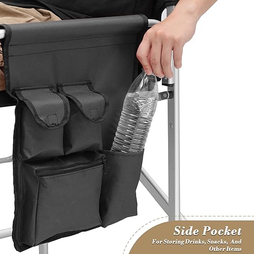 Miniatura 7 de Athena Collection Silla de directores de 44.5 pulgadas de alto, silla plegable para artista de maquillaje con mesa lateral, soporte para tazas,