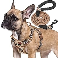 Vista 9 de Arnés táctico resistente para perros pequeños, arnés ajustable sin tirones para mascotas, arnés reflectante de servicio de entrenamiento