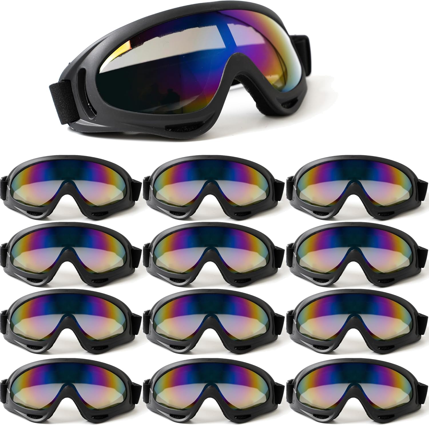 12 Pack Kids Safety Goggles,UV400 Eye Protection for Younth Skiing, Motorcycling, ATV Riding,Foam Gun Games