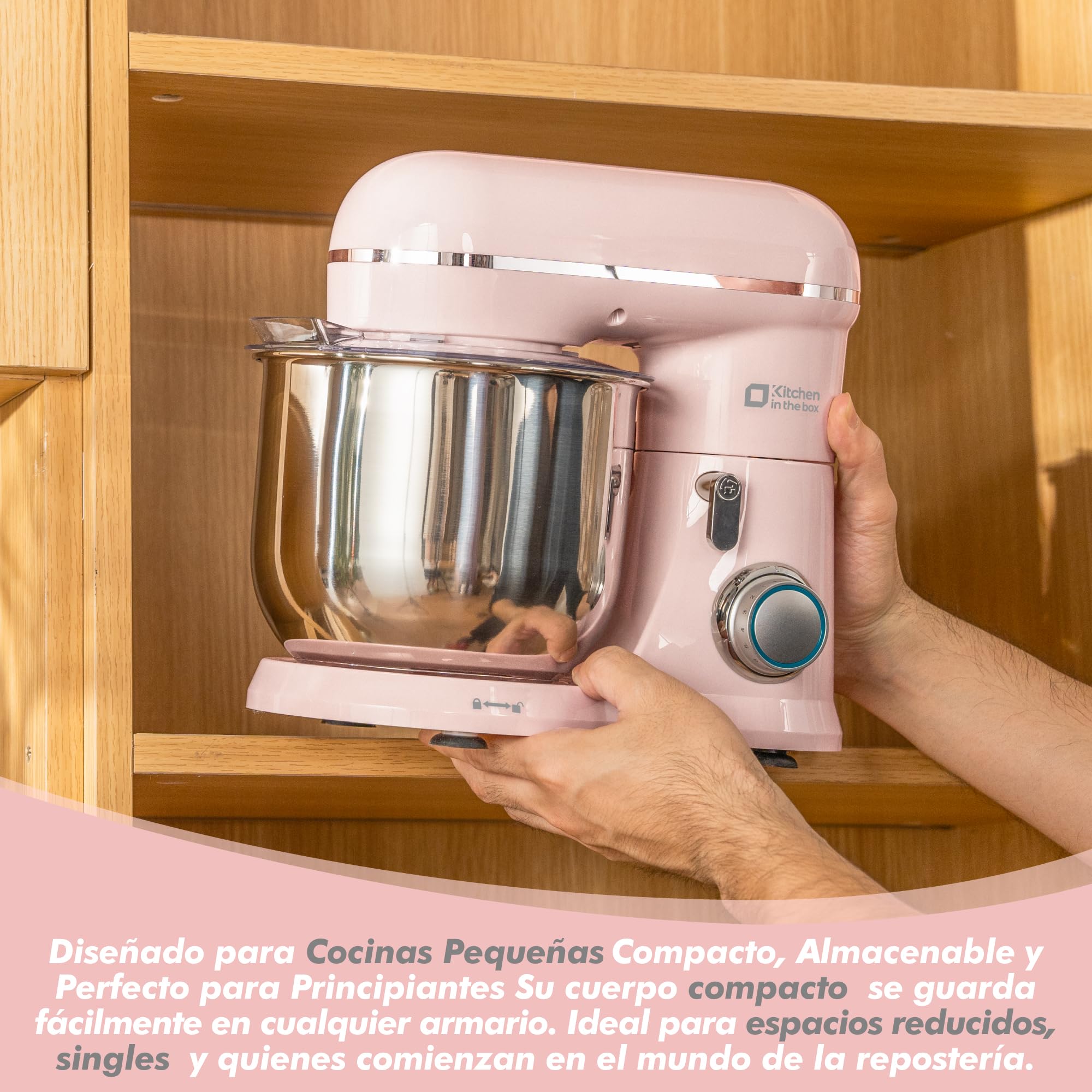 Kitchen in the box Batidora Amasadora Mini 3.5L, Amasadora Pan y Repostería 800W, 10+ Velocidades con Pulso, Robot de Cocina Multifunción con Accesorios, para Principiantes y Cocinas Pequeñas