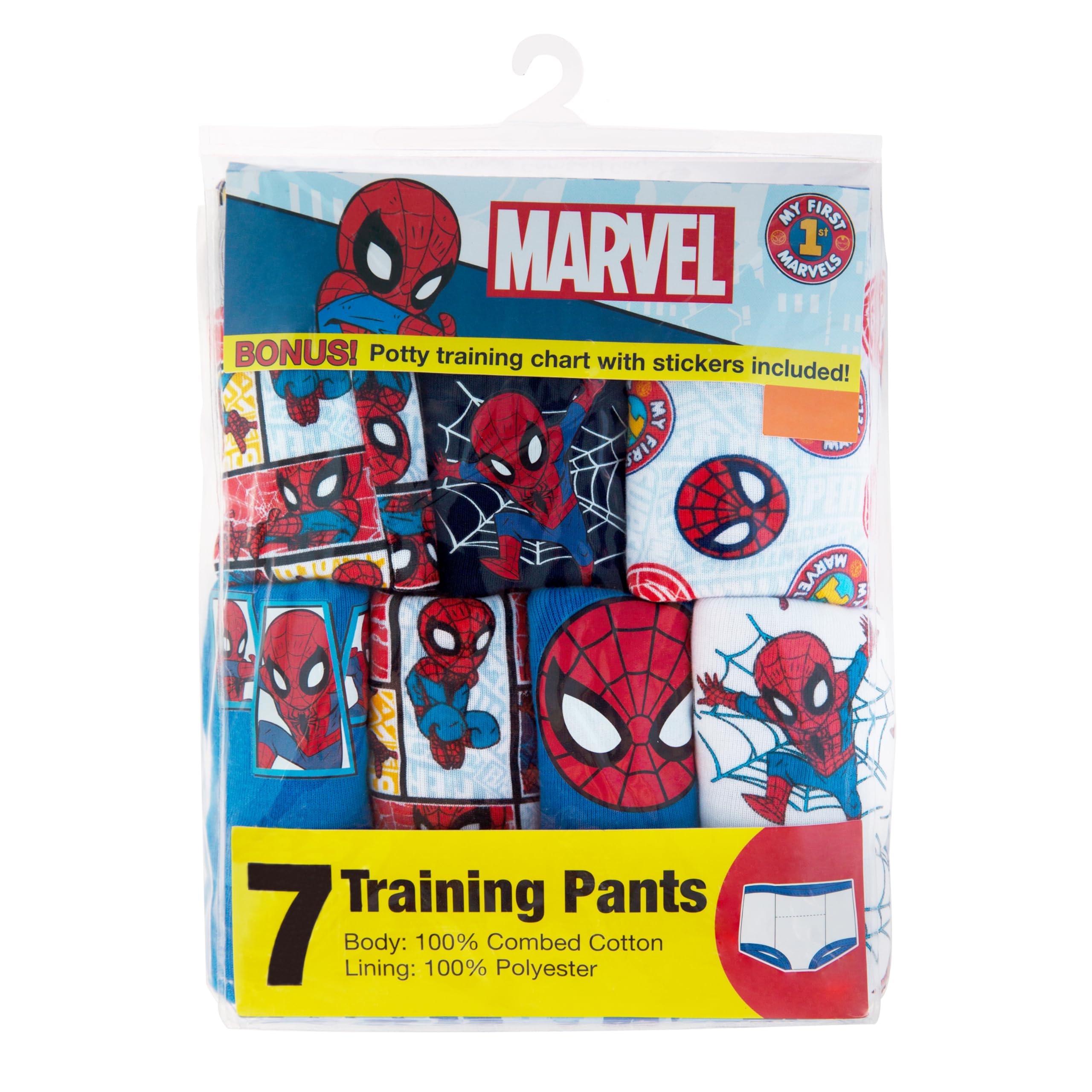 Marvel Superhelden-Töpfchentrainingshose, Erfolgstabelle und Aufkleber mit Spiderman, Iron Man, Hulk und weiteren Größen 18M-4T, 7er-Pack Hero
