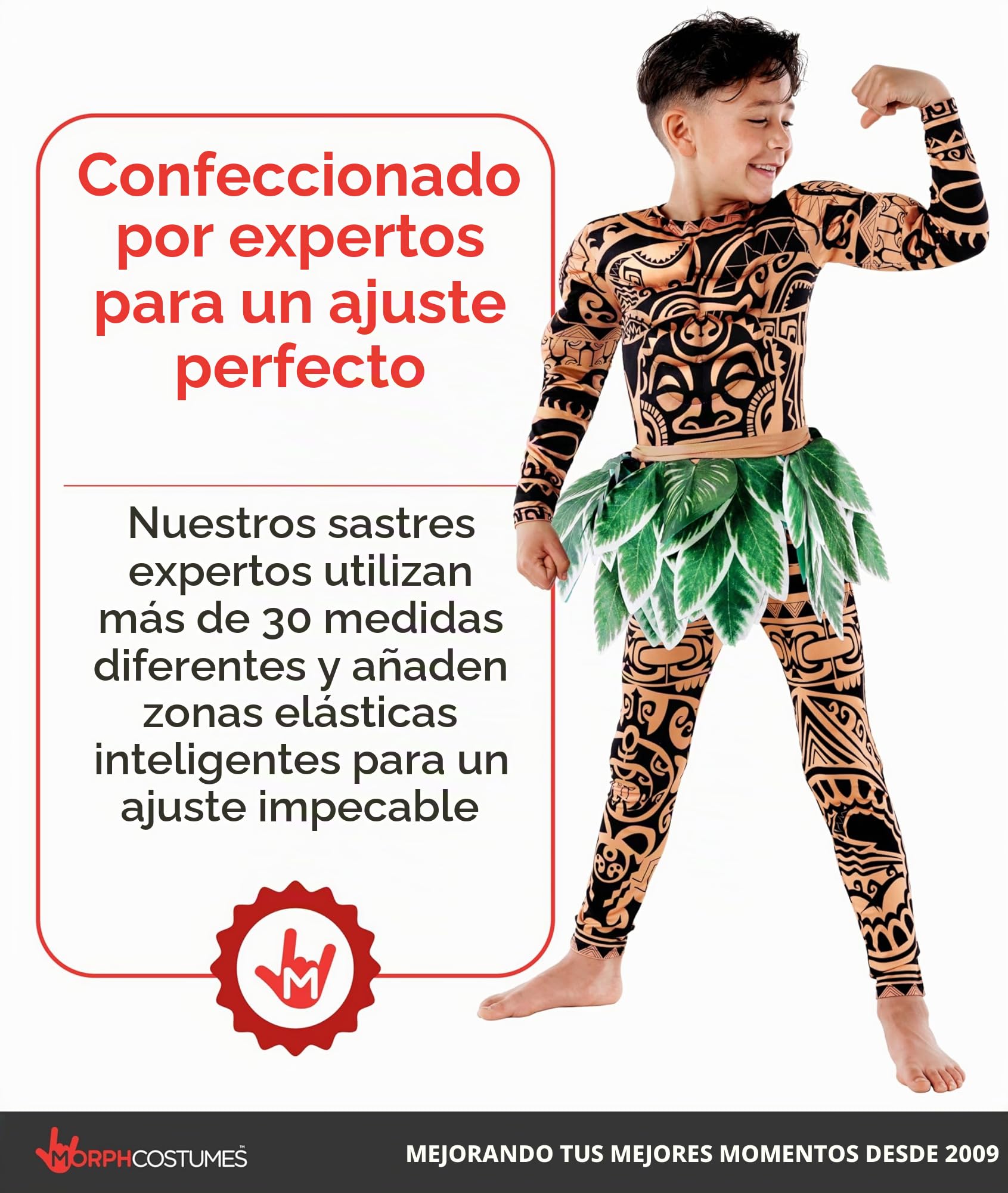 Morph Disfraz Niño, Hawaiano y Polinesio, Disfraz de Película para Carnaval y Halloween